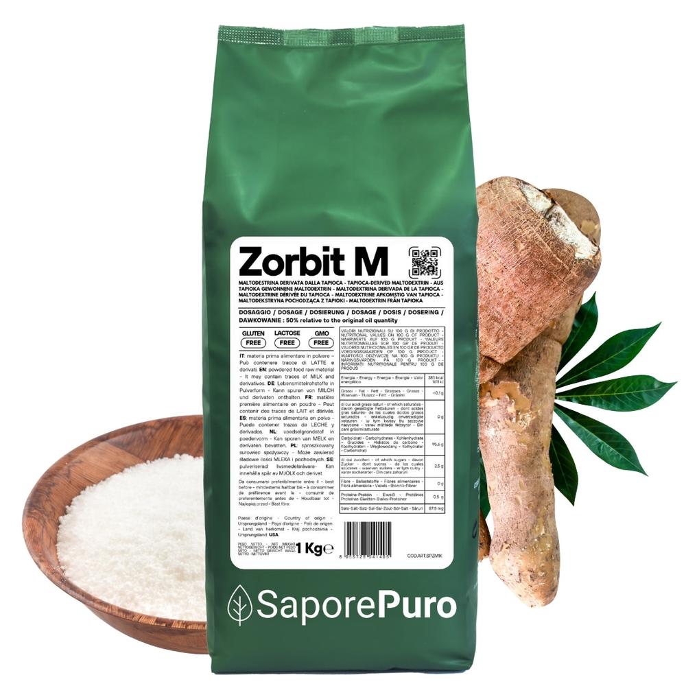 Amido modificato di tapioca Zorbit M di SaporePuro, maltodestrina derivata dalla tapioca, in confezione bianca.